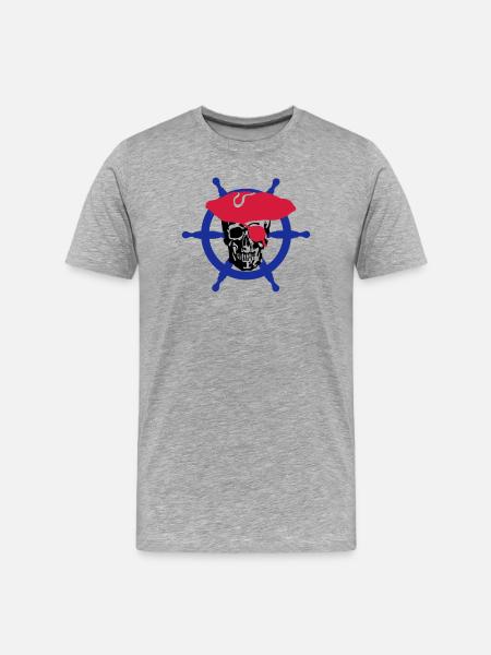 skull pirate - T-shirt bio Premium Homme - gris chiné