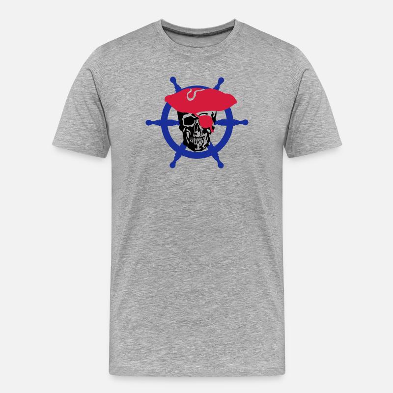 Piratenkopf - Männer Premium Bio T-Shirt - Grau meliert