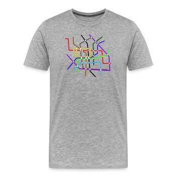 Line network Ubahn Sbahn City transport Infrastructure - Men's Premium Organic T-Shirt - heather grey - Front - Damien (186cm)