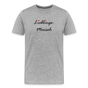LIEBLINGSMENSCH LIEBE HERZ VALENTINSTAG GESCHENK - Männer Premium Bio T-Shirt - Grau meliert - Vorne - Damien (186cm)
