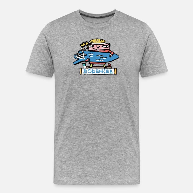 Bodensee Surfer Cartoon - Männer Premium Bio T-Shirt - Grau meliert