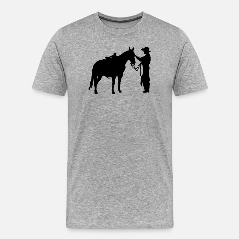 Frau mit Pferd - Männer Premium Bio T-Shirt - Grau meliert