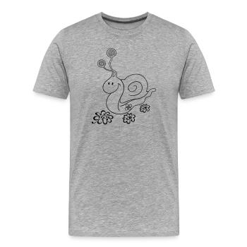 Funny Hiking Snail – Pilgrimage & Hiking - Men's Premium Organic T-Shirt - heather grey - Front - Damien (186cm)