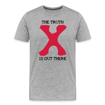 Die Wahrheit ist da draußen - Männer Premium Bio T-Shirt - Grau meliert - Vorne - Damien (186cm)