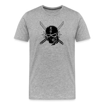 ninja skull - T-shirt bio Premium Homme - gris chiné - Devant - Damien (186cm)