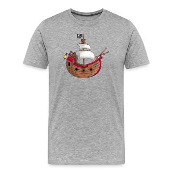 Lustiges Piratenschiff - Männer Premium Bio T-Shirt - Grau meliert - Vorne - Damien (186cm)