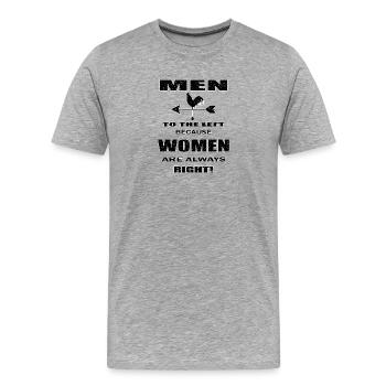 Homme femme, énonciation drôle - T-shirt bio Premium Homme - gris chiné - Devant - Damien (186cm)