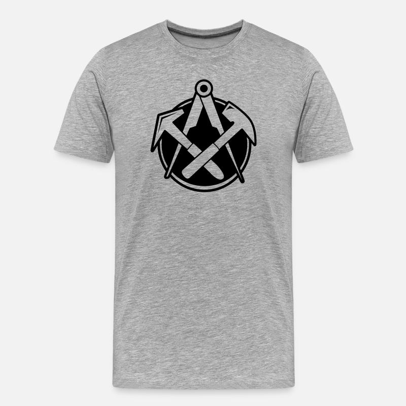 Dachdecker Logo, Zunftlogo - Männer Premium Bio T-Shirt - Grau meliert