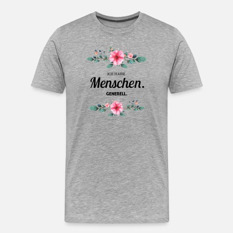 Ich Hasse Menschen Generell - Männer Premium Bio T-Shirt - Grau meliert