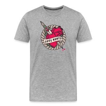 Liebe verletzt Liebe Dolch Herz Tattoo - Männer Premium Bio T-Shirt - Grau meliert - Vorne - Damien (186cm)