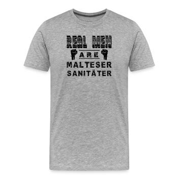 ECHTE Kerle sind Malteser und Sanitaeter - Männer Premium Bio T-Shirt - Grau meliert - Vorne - Damien (186cm)
