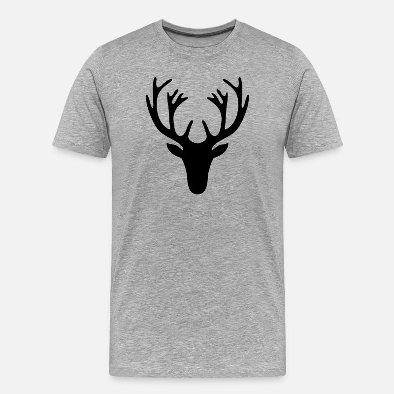 Hirschgeweih - Männer Premium Bio T-Shirt - Grau meliert