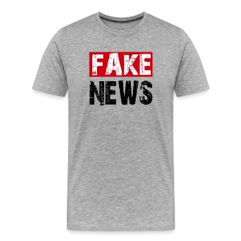 FAKE NEWS, fausses nouvelles - T-shirt bio Premium Homme - gris chiné - Devant - Damien (186cm)