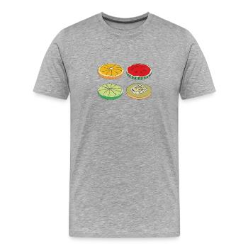 fruits tranches d’été savoureux plaisir cadeau - T-shirt bio Premium Homme - gris chiné - Devant - Damien (186cm)