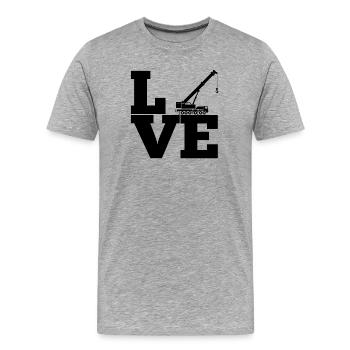 Kran Baukran Baumaschine Fahrzeug Arbeit Geschenk - Männer Premium Bio T-Shirt - Grau meliert - Vorne - Damien (186cm)