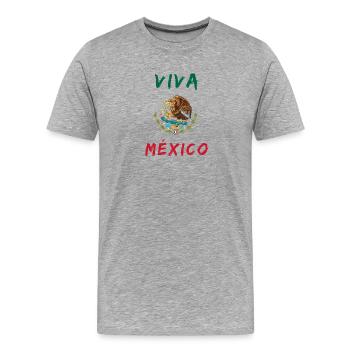 Viva Mexico Mexiko / Geschenk Wappen - Männer Premium Bio T-Shirt - Grau meliert - Vorne - Damien (186cm)