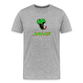 Serpent animal cadeau Kobra Boa Mamba Reptile - T-shirt bio Premium Homme - gris chiné - Devant - Damien (186cm)