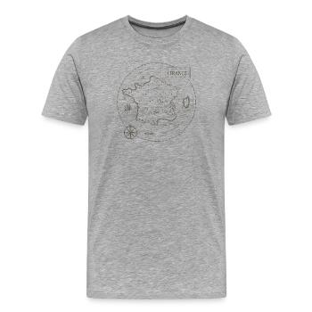 Vintage Karte Frankreich - Männer Premium Bio T-Shirt - Grau meliert - Vorne - Damien (186cm)
