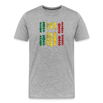 Motifs tribaux indigènes Reggae - T-shirt bio Premium Homme - gris chiné - Devant - Damien (186cm)