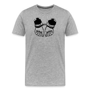 Les mains et les menottes - T-shirt bio Premium Homme - gris chiné - Devant - Damien (186cm)