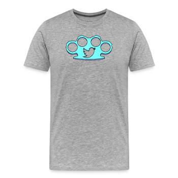 Le jarret bleu - T-shirt bio Premium Homme - gris chiné - Devant - Damien (186cm)