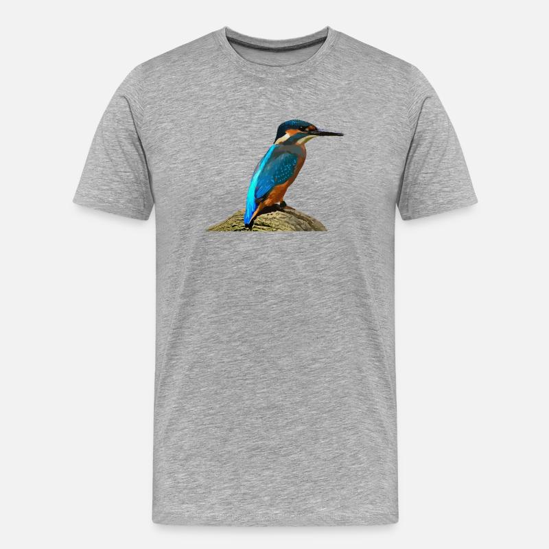 Kingfisher - Männer Premium Bio T-Shirt - Grau meliert