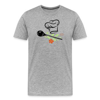Cuillère en bois - T-shirt bio Premium Homme - gris chiné - Devant - Damien (186cm)