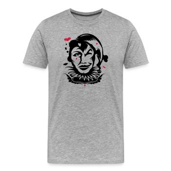 Spielkarte Joker - Männer Premium Bio T-Shirt - Grau meliert - Vorne - Damien (186cm)
