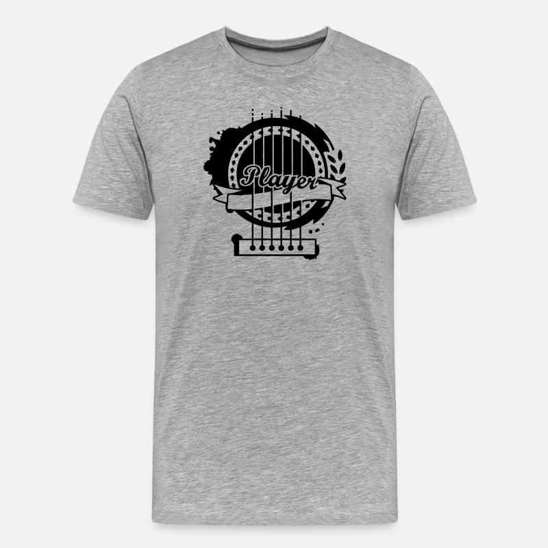 Schallloch einer Gitarre - Männer Premium Bio T-Shirt - Grau meliert