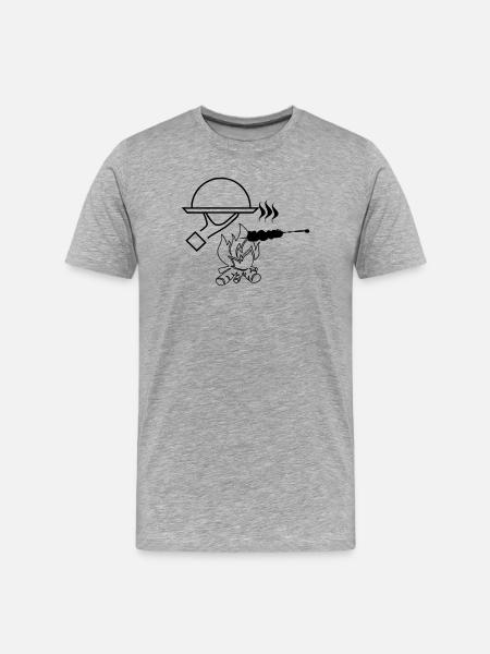 Grill - Männer Premium Bio T-Shirt - Grau meliert