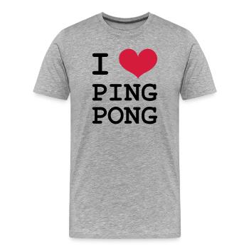 I Love Ping Pong - T-shirt bio Premium Homme - gris chiné - Devant - Damien (186cm)