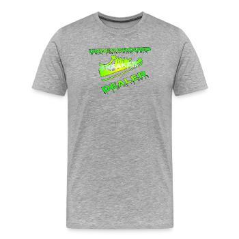 vendeur de chaussures - T-shirt bio Premium Homme - gris chiné - Devant - Damien (186cm)