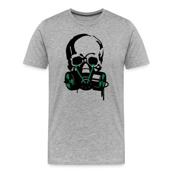 crâne + masque - T-shirt bio Premium Homme - gris chiné - Devant - Damien (186cm)