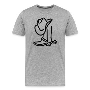 Cowboy hat and country boots - Men's Premium Organic T-Shirt - heather grey - Front - Damien (186cm)