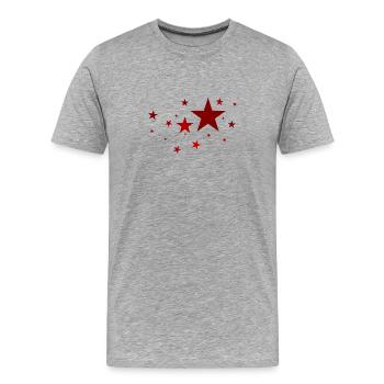 Sterne in Rot - Männer Premium Bio T-Shirt - Grau meliert - Vorne - Damien (186cm)