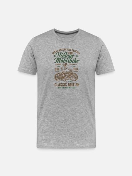 Weinlesemotorrad KLASSISCHER BRITISCH - Männer Premium Bio T-Shirt - Grau meliert