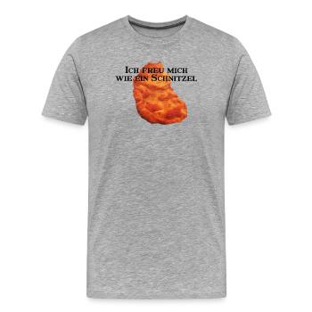 Ich freu mich wie ein Schnitzel rework - Männer Premium Bio T-Shirt - Grau meliert - Vorne - Damien (186cm)