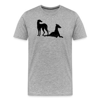 Gruppe Galgos - Männer Premium Bio T-Shirt - Grau meliert - Vorne - Damien (186cm)