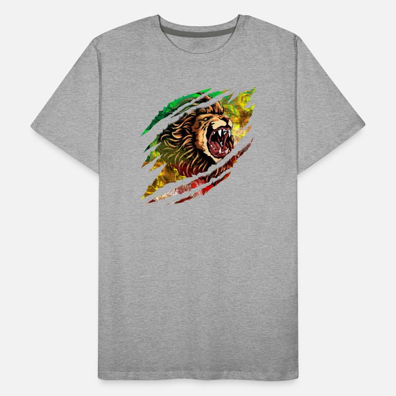 Lion Storm Color Explosion Men's Premium Organic T-Shirt