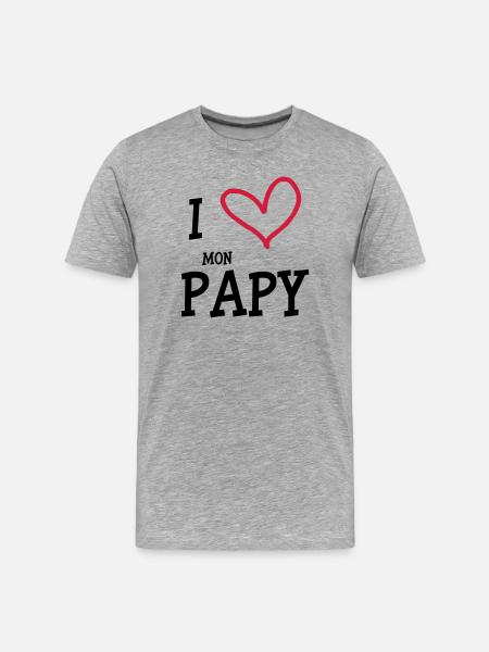 I Love mon Papy - T-shirt bio Premium Homme - gris chiné