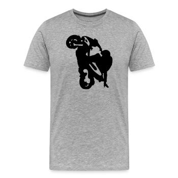 stunt roller - T-shirt bio Premium Homme - gris chiné - Devant - Damien (186cm)