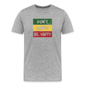 Rastafari Farbenblock Glücksprint - Männer Premium Bio T-Shirt - Grau meliert - Vorne - Damien (186cm)