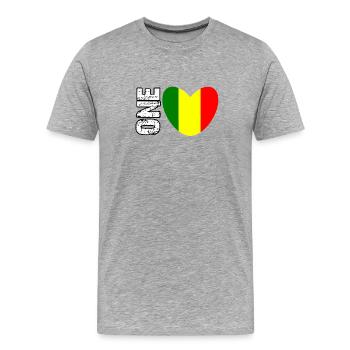 Cœur du drapeau du Mali avec un texte DISPARU - T-shirt bio Premium Homme - gris chiné - Devant - Damien (186cm)