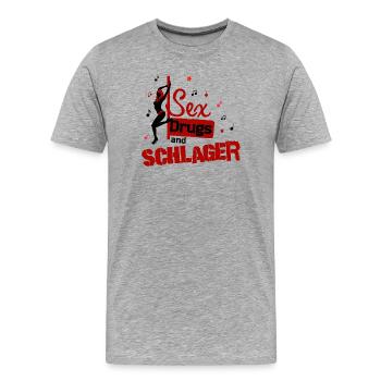 Sex Drugs Schlager disant déclaration musique Schlager - T-shirt bio Premium Homme - gris chiné - Devant - Damien (186cm)