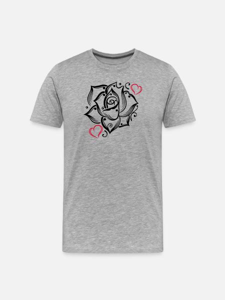 Rose Herzen Liebe Blume Blühen Romantisch - Männer Premium Bio T-Shirt - Grau meliert