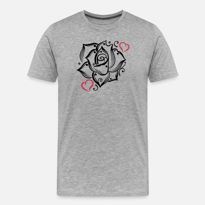 Rose Herzen Liebe Blume Blühen Romantisch - Männer Premium Bio T-Shirt - Grau meliert
