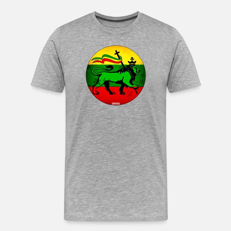 Löwe Judah Reggae Flagge - Männer Premium Bio T-Shirt - Grau meliert