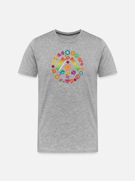 Flower Circle Love Peace - Men's Premium Organic T-Shirt - heather grey