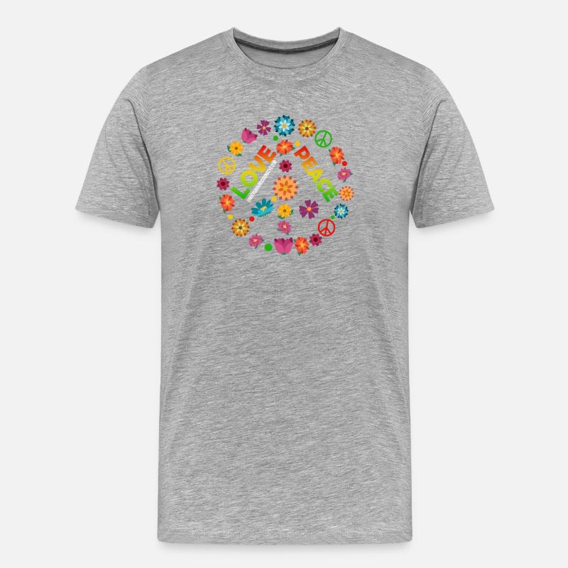 Blumenkreis Liebe Frieden - Männer Premium Bio T-Shirt - Grau meliert