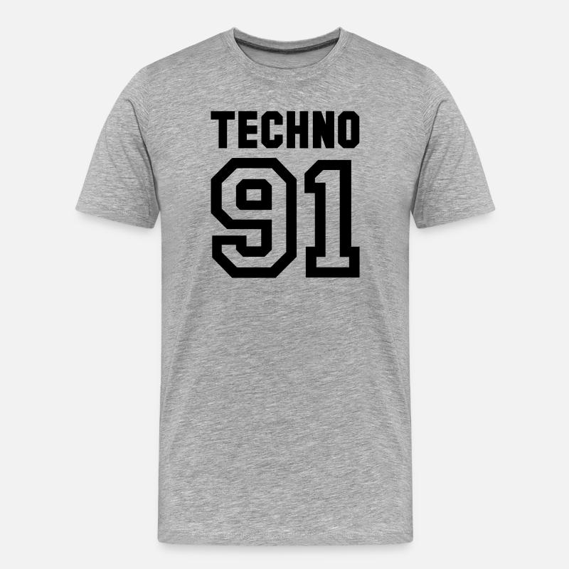 TECHNO Rave Techno 90s 90s - T-shirt bio Premium Homme - gris chiné
